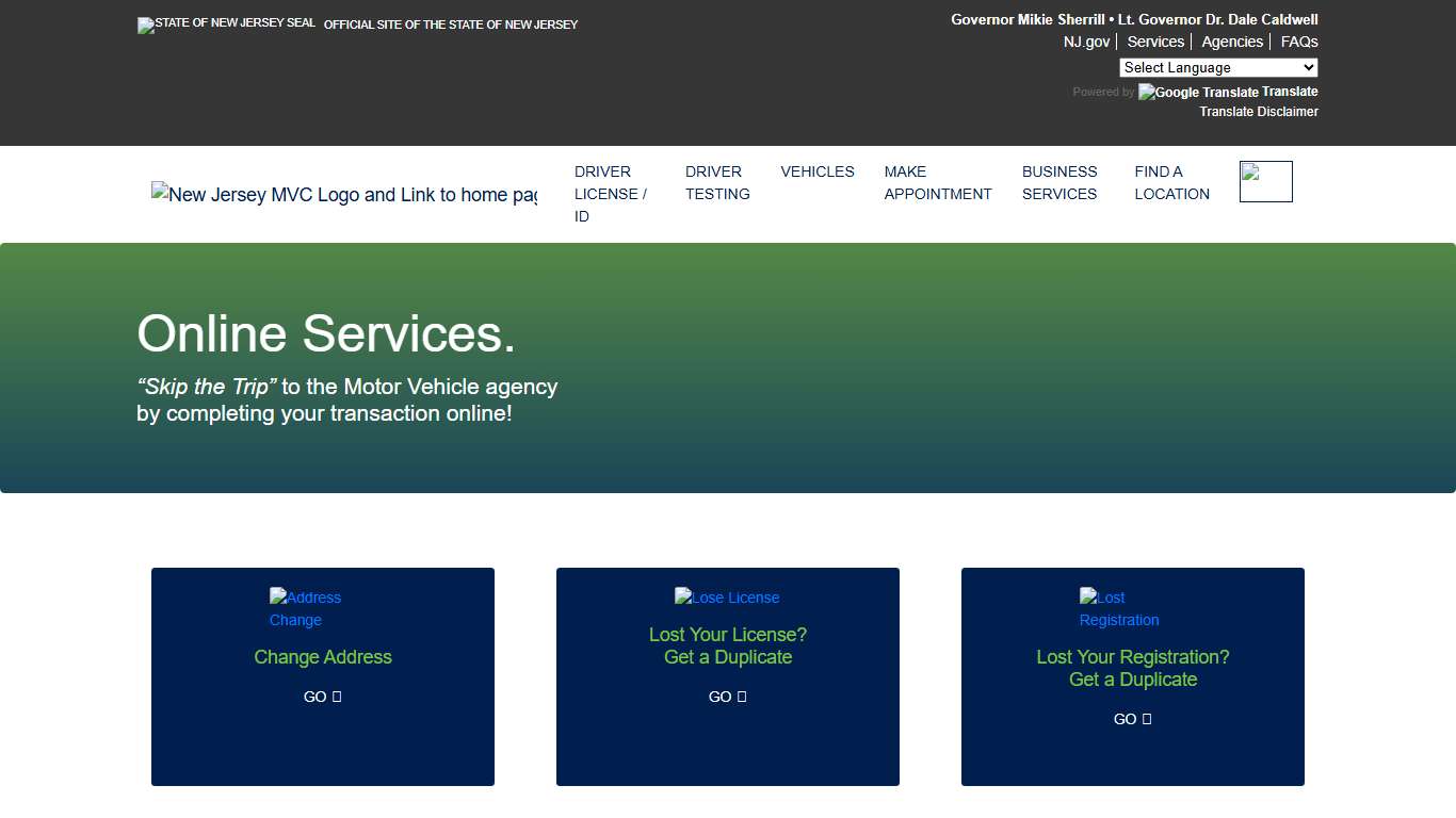 NJ MVC | Online Services